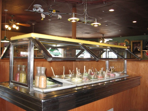 View of the salad bar in the restaurant